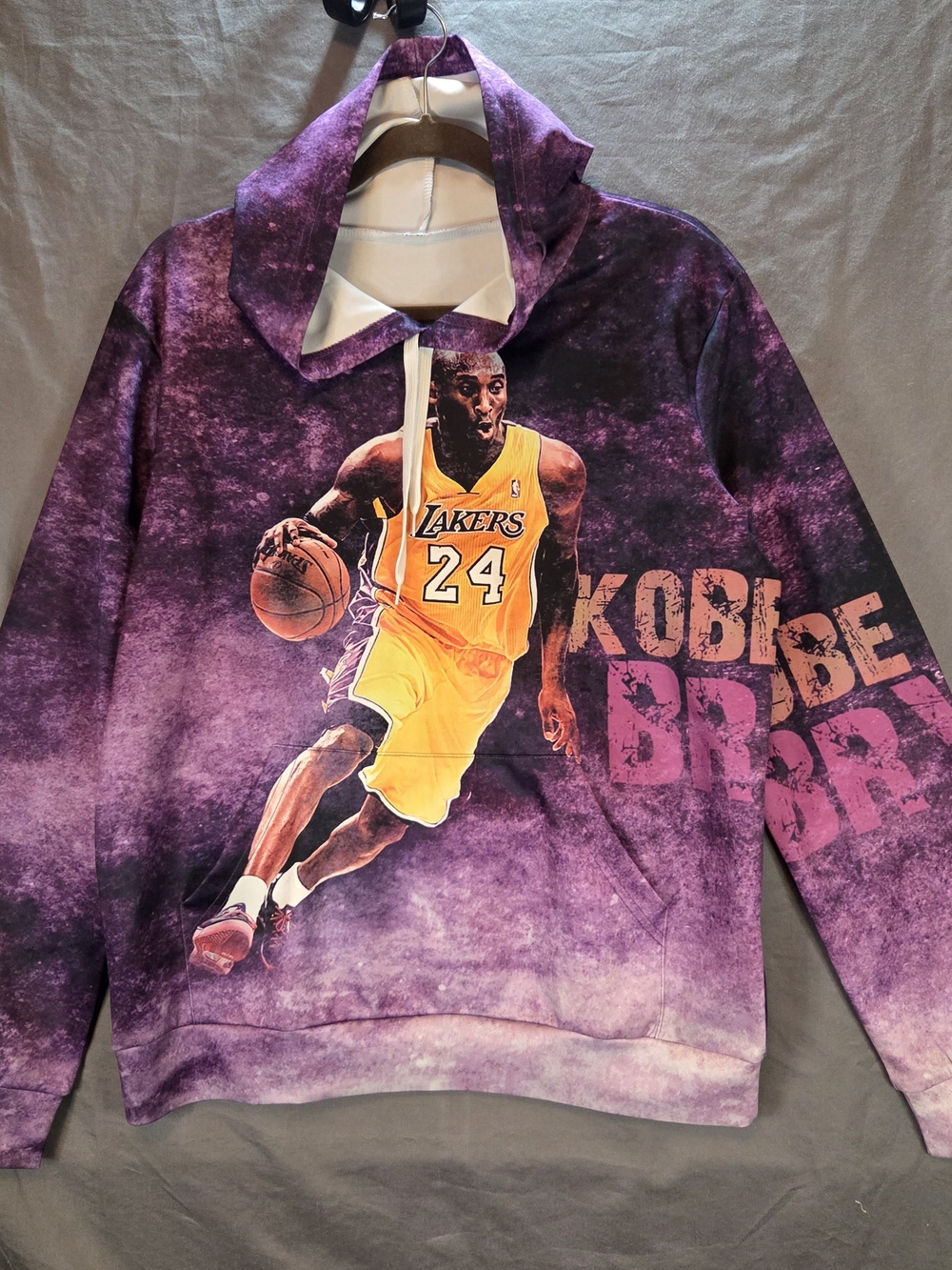 Purple Tie-Dye Graphic Pullover Hoodie with Basketball Print